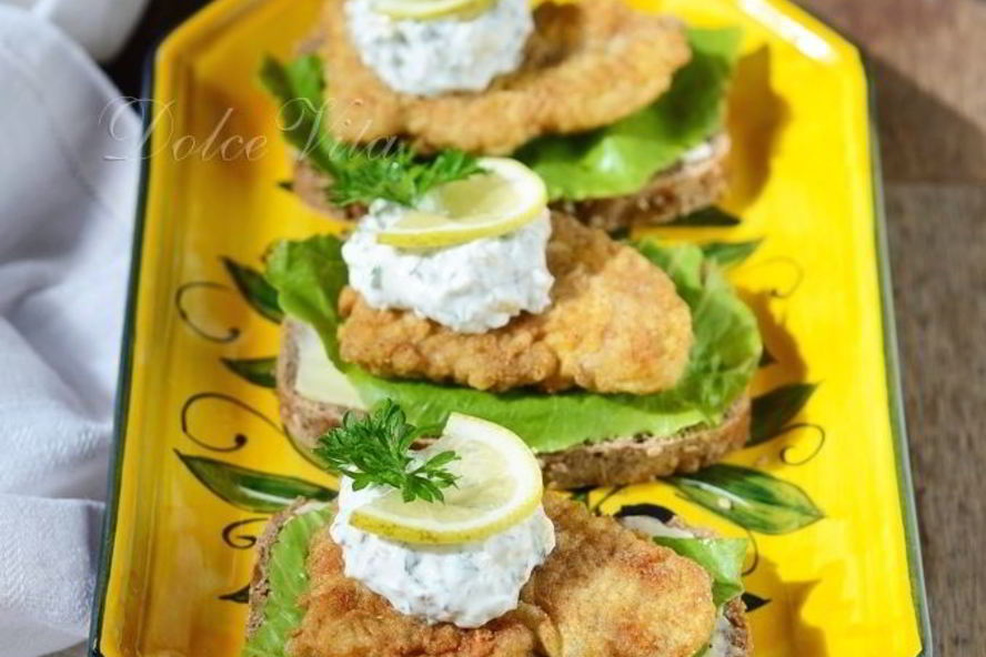 Рецепт датский бутерброд с жареным рыбным филе