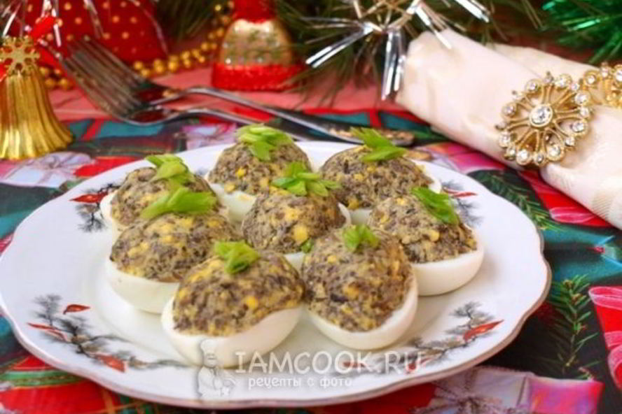 Рецепт яйца фаршированные грибами