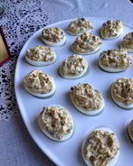 Яйца фаршированные печенью трески