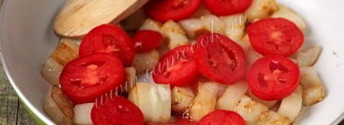 омлет из перепелиных яиц с баклажанами и помидорами. Шаг 4