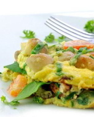 Омлет с начинкой из грибов, шпината и феты