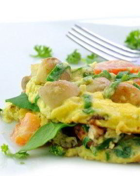 Омлет с начинкой из грибов, шпината и феты