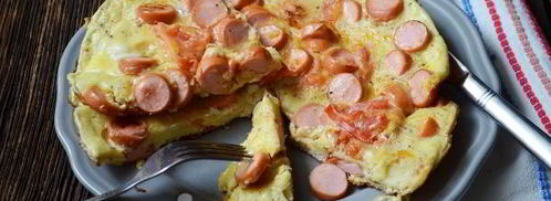 омлет с сосисками и помидорами. Шаг 10