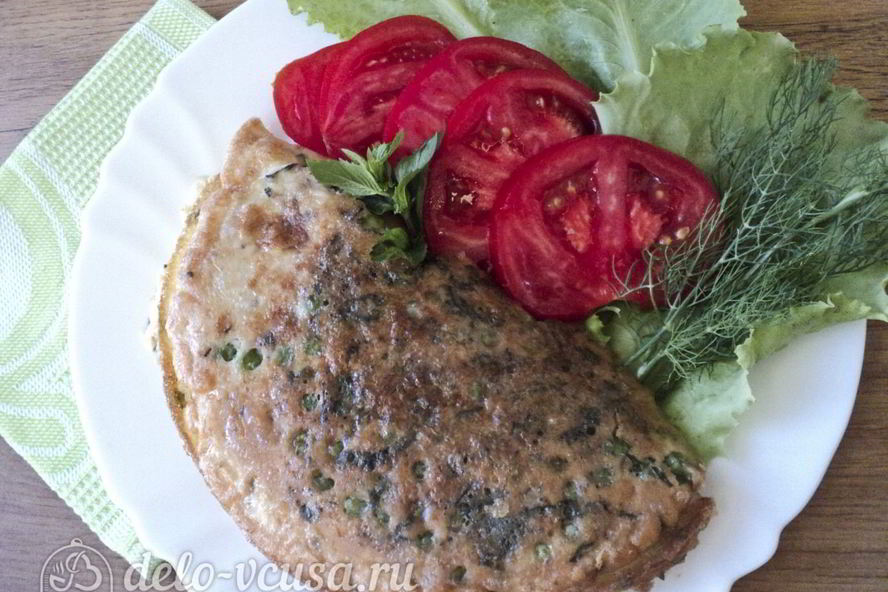 Рецепт омлет с зеленым горошком