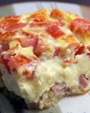 Пышный омлет с ветчиной в духовке