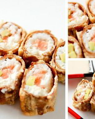 Горячий ролл — Росу Драгон маки с цитрусовым соусом спайс