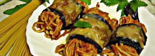 роллы из баклажанов со спагетти. Шаг 11