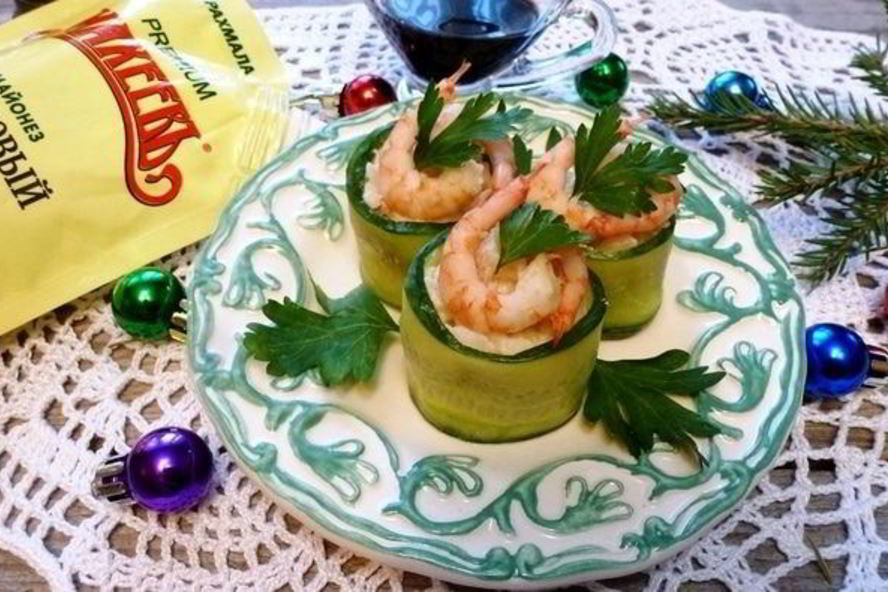 Рецепт роллы из огурца с креветками