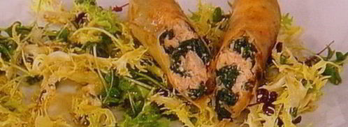 спринг-роллы с лососем и свежим шпинатом. Шаг 13