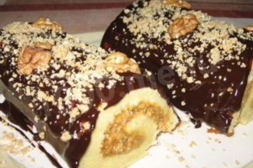 Рецепт бисквитный рулет со сгущенкой