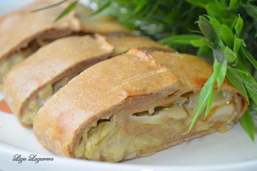 Рецепт грибной рулет из картофельного теста