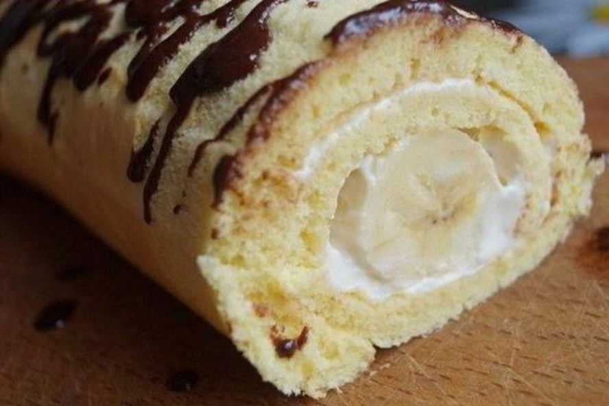 Рецепт нежный рулет с бананом