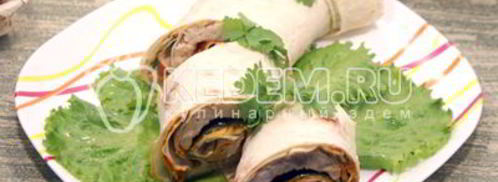 рулет из лаваша с курицей. Шаг 6