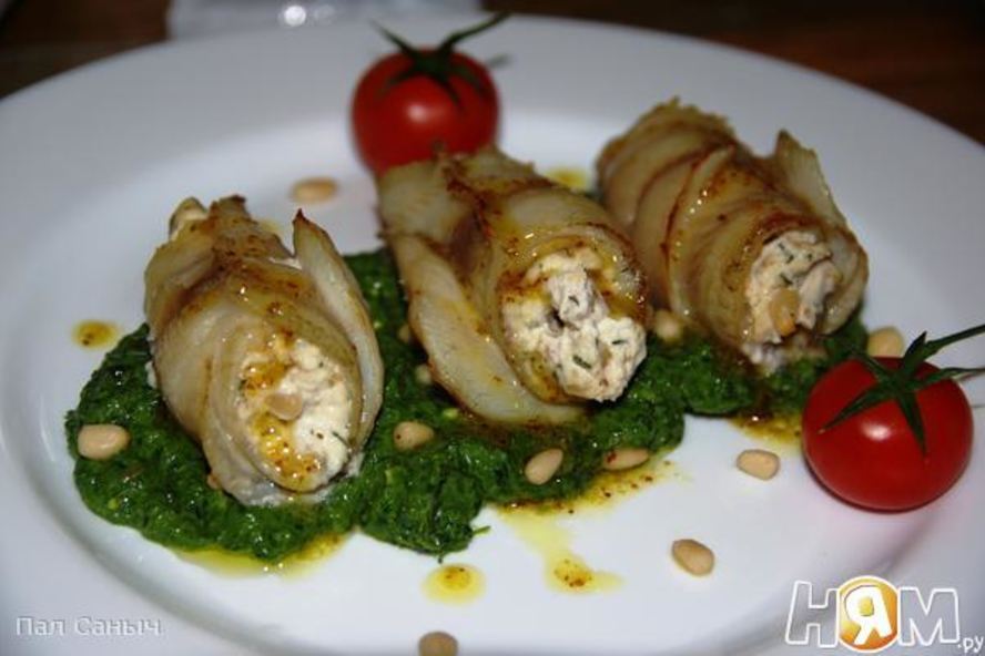 Рецепт рулеты из телапии с творожным сыром и орехами