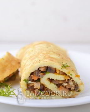 Яичный рулет с грибами