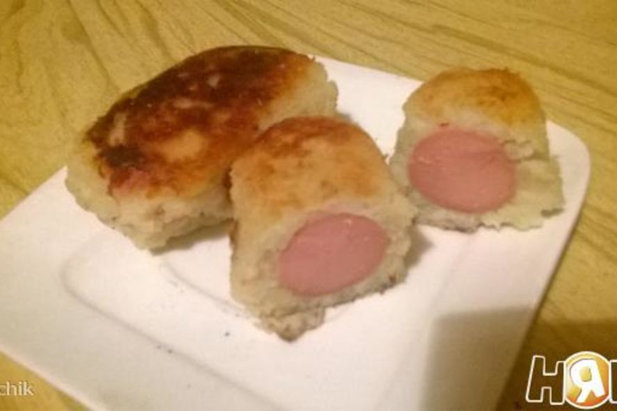 Рецепт сосиски в картошке