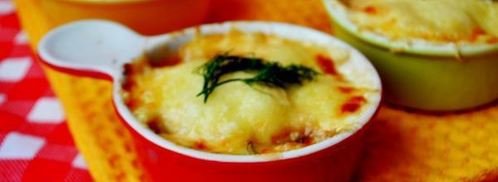 сырный гратен с креветками и красным луком. Шаг 7