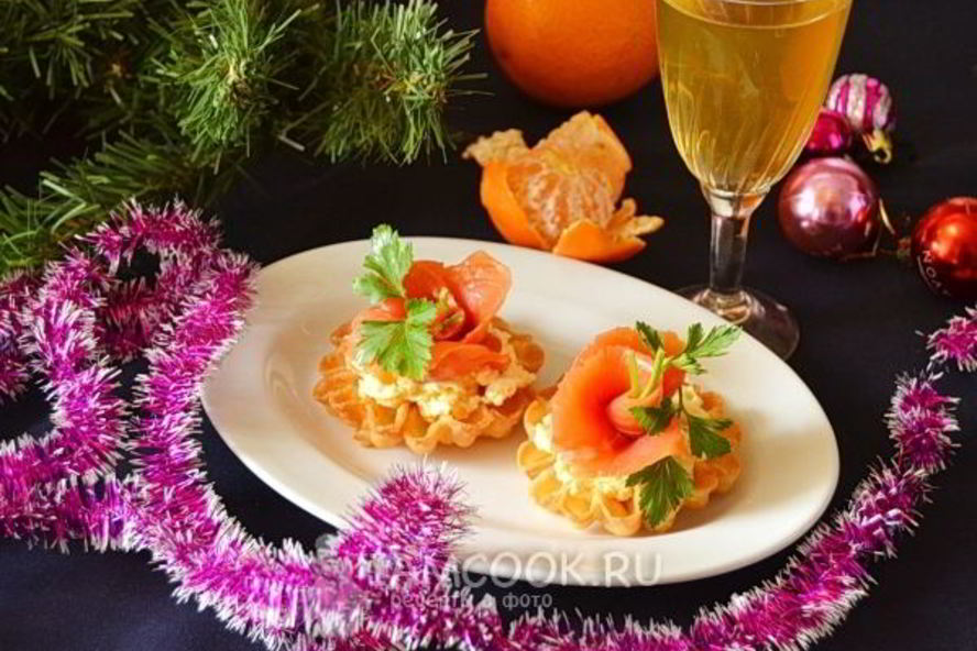 Рецепт новогодние тарталетки с семгой