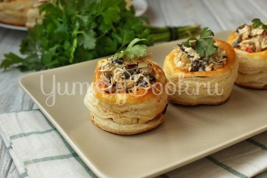 Рецепт тарталетки из слоеного теста с начинкой