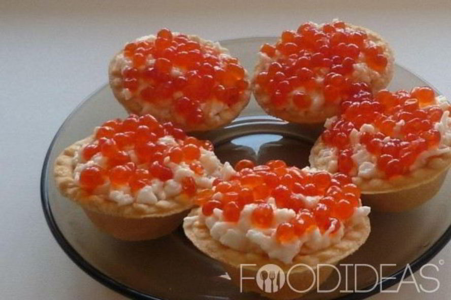 Рецепт тарталетки с икрой и креветками