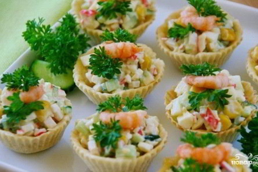 Рецепт тарталетки с крабовыми палочками и сыром