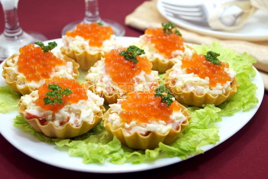 Рецепт тарталетки с крабовыми палочками