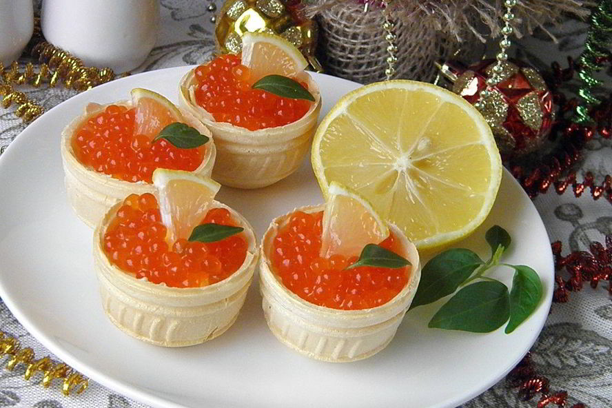 Рецепт тарталетки с красной икрой