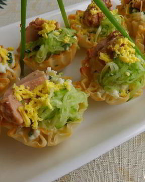 Тарталетки с печенью трески