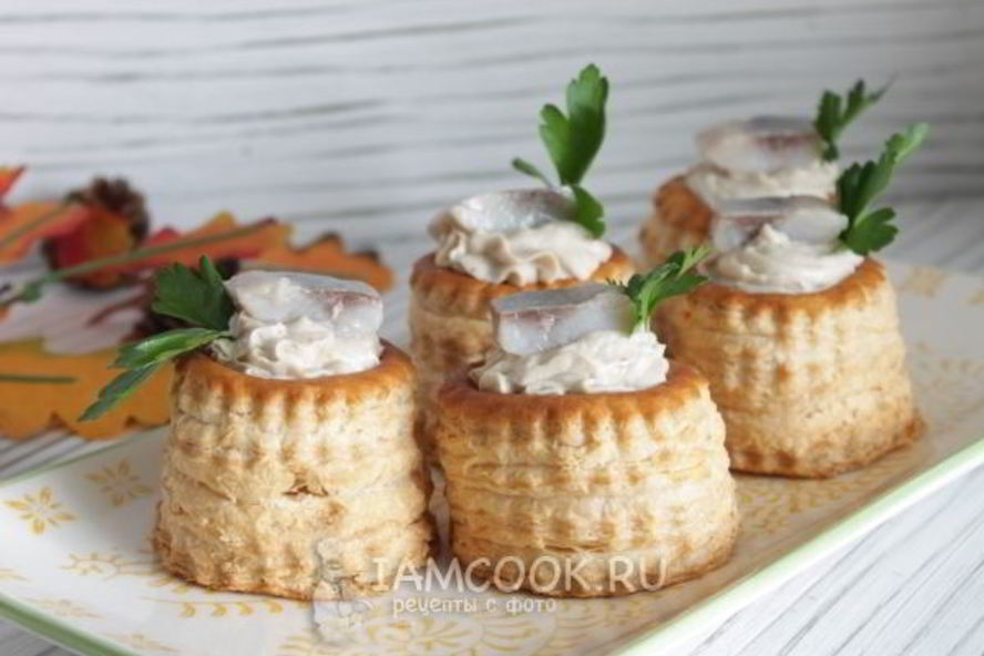 Рецепт тарталетки с сельдью и творогом