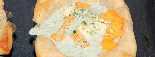 тарталетки с тыквой и фетой в сливочно-шпинатной заливке. Шаг 5