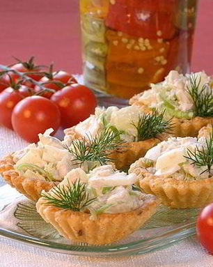 Тарталетки с ветчиной