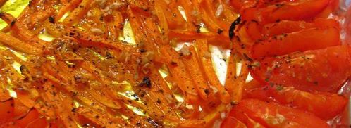 закусочные рисовые тарталетки с запеченными овощами и куриным филе под сыром. Шаг 7