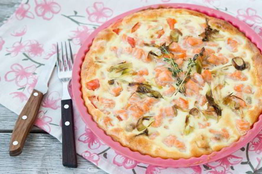 Рецепт тарт с лососем и овощами