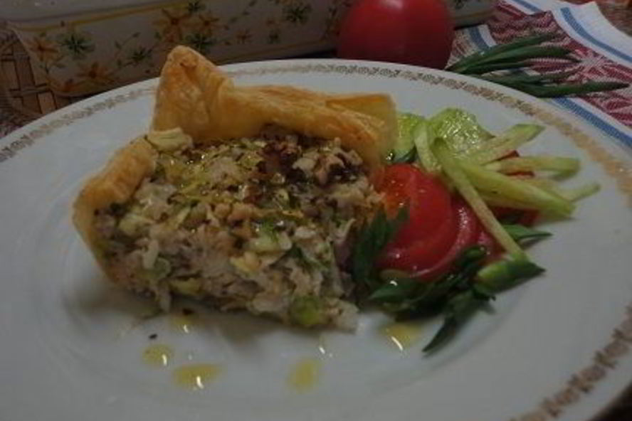 Рецепт тарт с цукини, рисом и орехами