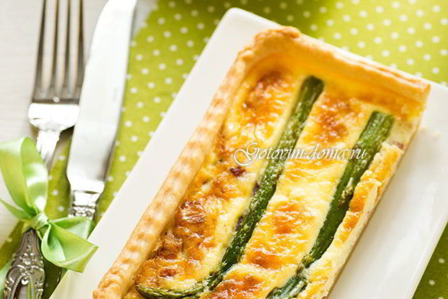 Рецепт тарт со спаржей и беконом