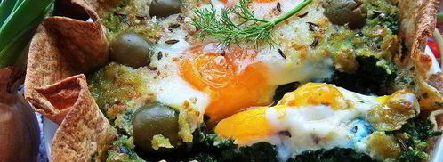 глазунья, запеченная в шпинате. Шаг 14