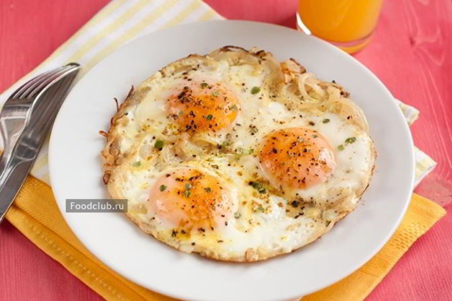 Рецепт яичница с луком