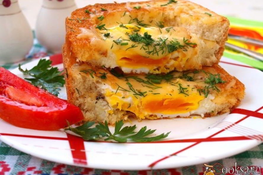 Рецепт яичница в бутерброде