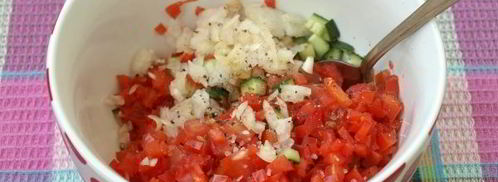 закуска из баклажанов с фетой и овощной сальсой. Шаг 4