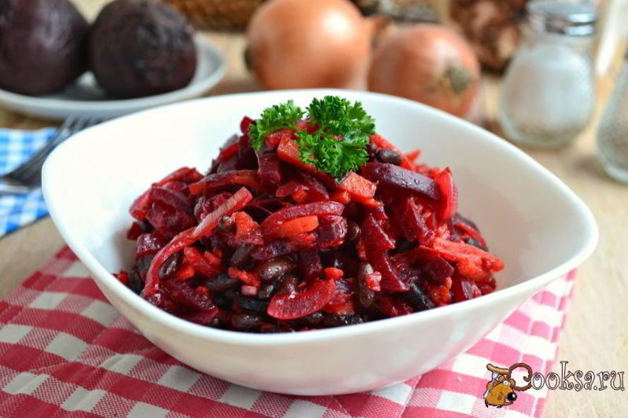 Рецепт закуска из свеклы с овощами и черной фасолью