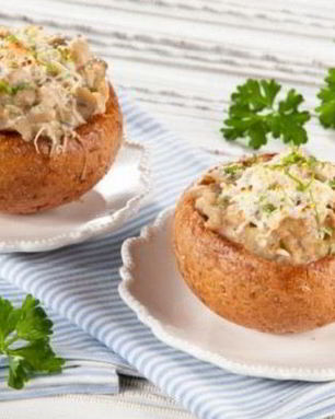 Жульен с мясным фаршем в булочках