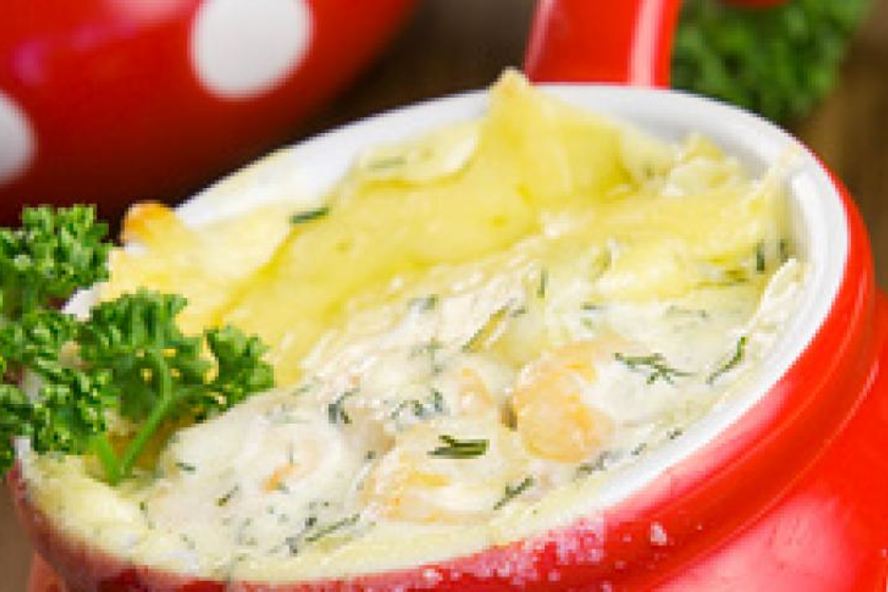 Рецепт жюльен с креветками в горшочках